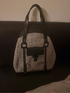 Worth Gray and Black Structured Tote Bag